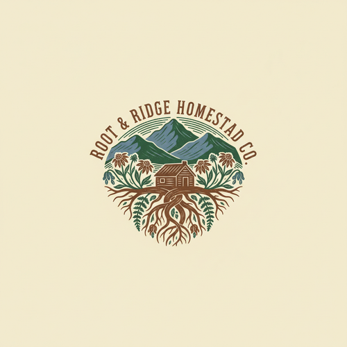 Root & Ridge Homestead Co. Logo - Cream Background